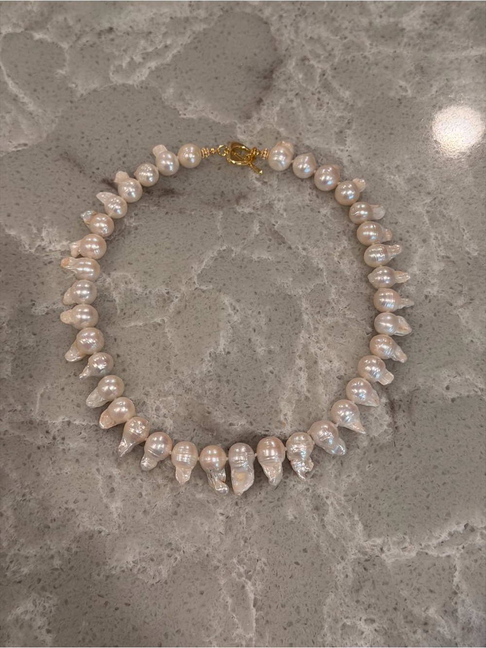 Jellyfish Freshwater Pearl S Necklace - Cream Pearls with Gold Clasp